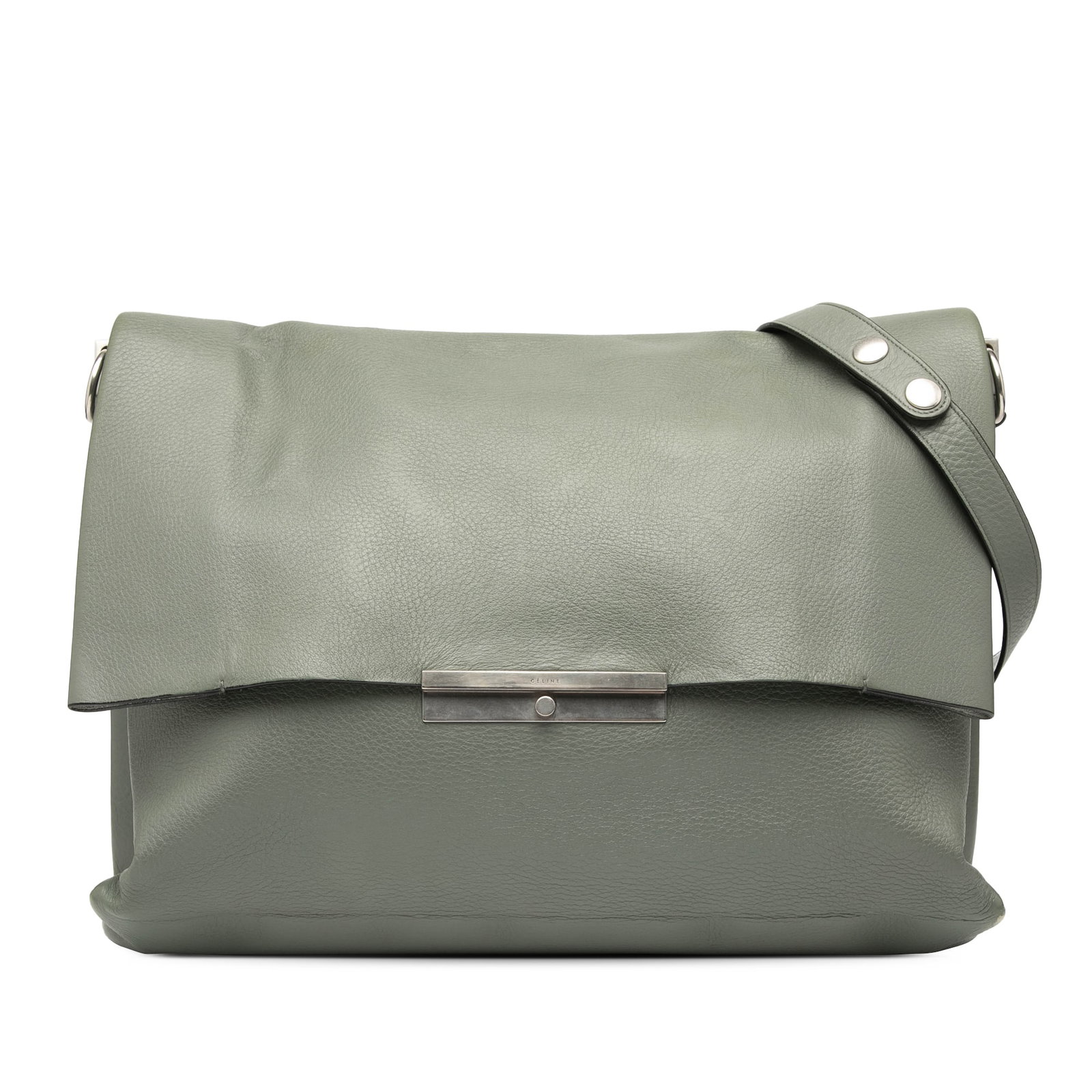 Celine Gray Calfskin Blade Crossbody Bag Italy: Celine Gray Calfskin Blade Crossbody Bag Italy The Celine Calfskin Blade Crossbody bag is a stylish accessory crafted from high-quality leather. This bag features an adjustable flat leather strap for 