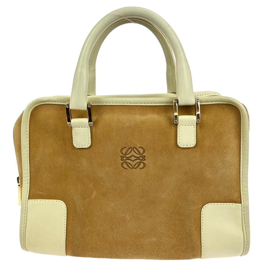 Loewe Amazona 28 Beige Suede Medium Top Handle Bag with Double Handles: Loewe Amazona 28 Beige Suede Medium Top Handle Bag with Double Handles Introducing the Loewe Amazona 28 Handbag, a stunning medium-sized accessory crafted from luxurious beige leather suede. This top 