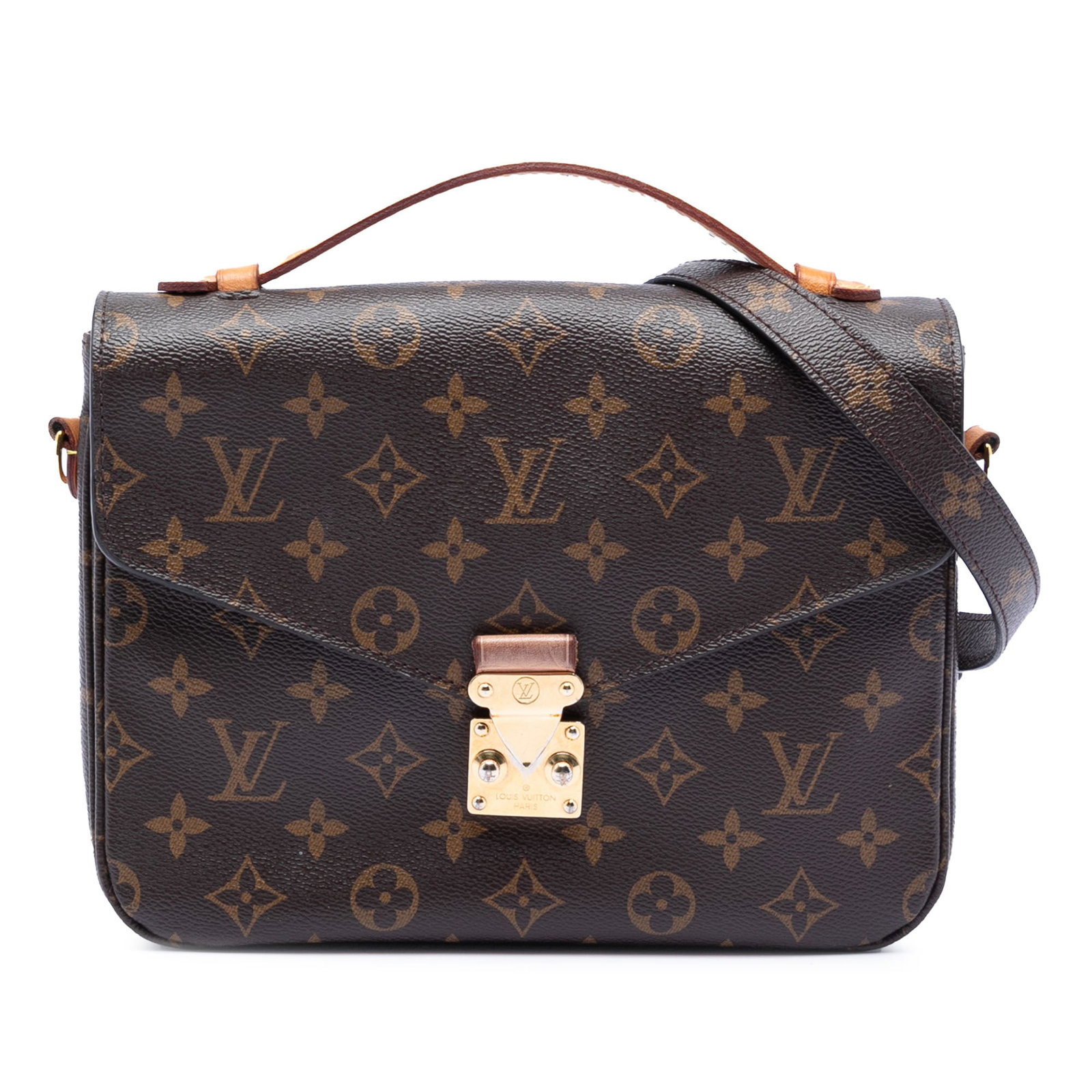 Louis Vuitton Pochette Metis Monogram Canvas Shoulder Bag Brown: Louis Vuitton Pochette Metis Monogram Canvas Shoulder Bag Brown The Louis Vuitton Monogram Pochette Metis features a monogram canvas body with a flat vachetta leather top handle and a detachable flat 