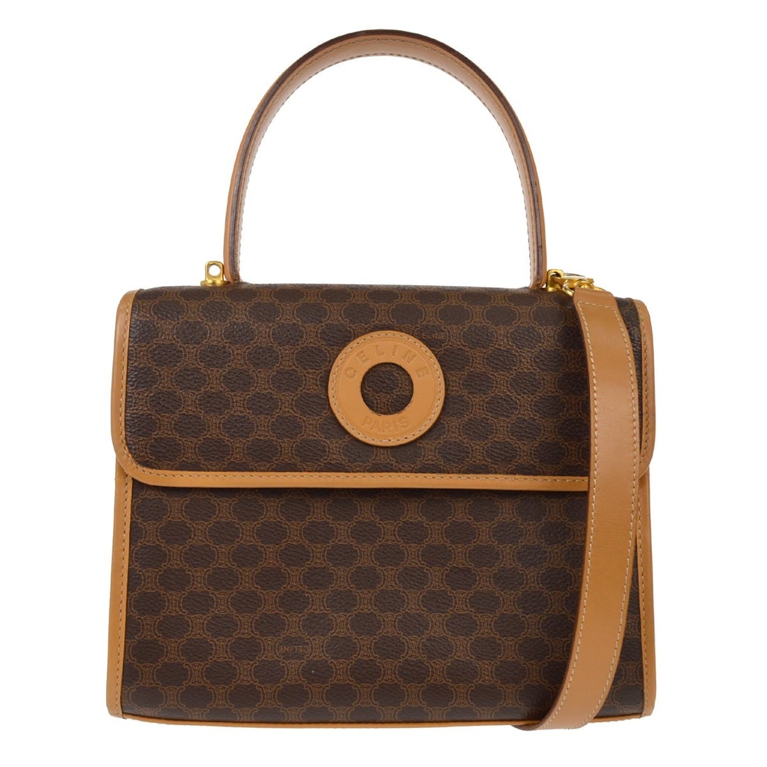 Celine Macadam Brown PVC Medium Top Handle 2way Handbag (1 of 8)