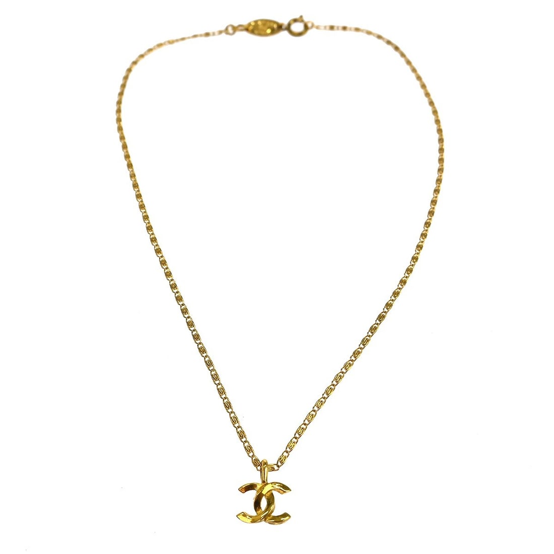 Gold Plated Mini CC Charm Necklace by Chanel from 1982 (1 of 4)