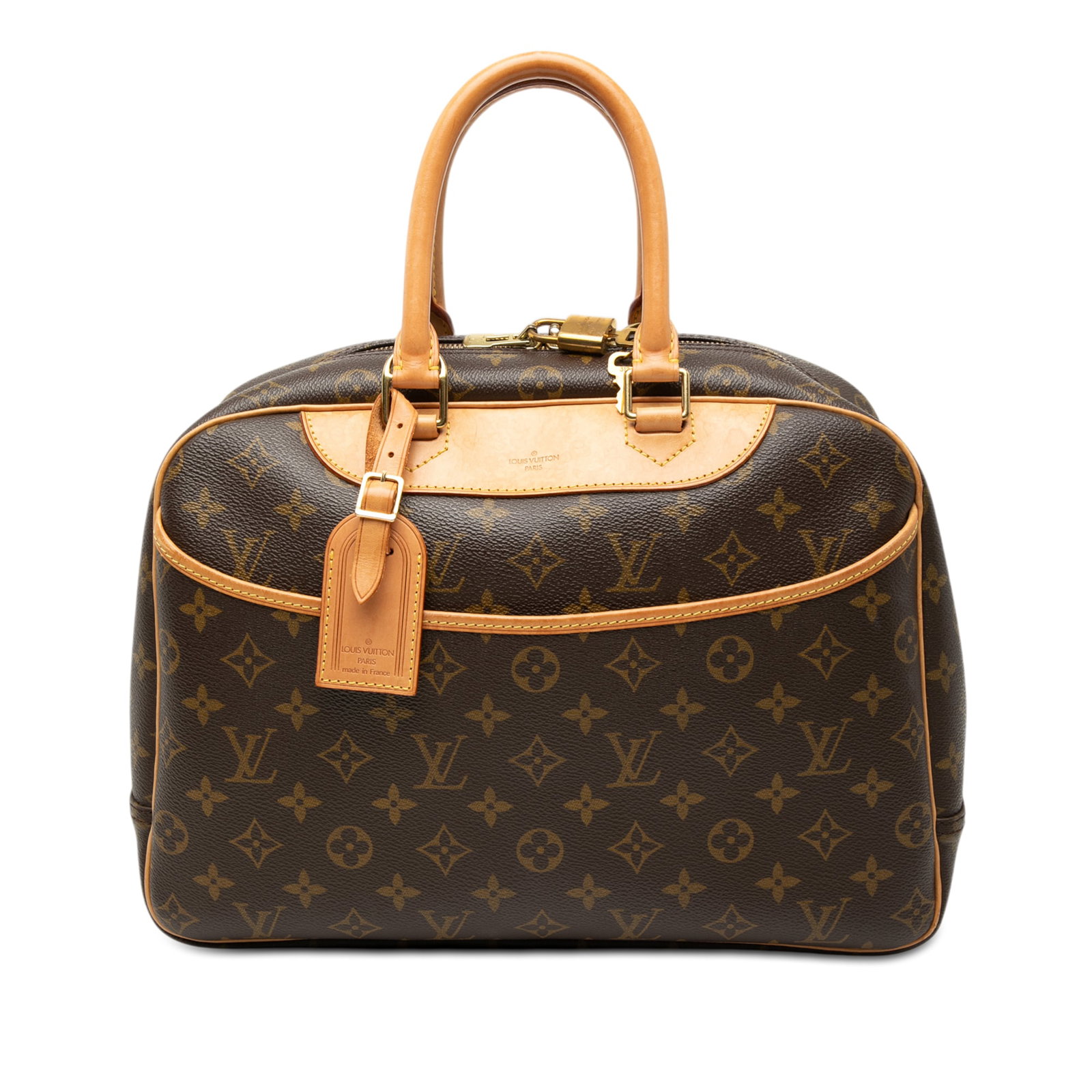 Louis Vuitton Deauville Brown Monogram Canvas Handbag with Vachetta Leather Trim (1 of 10)