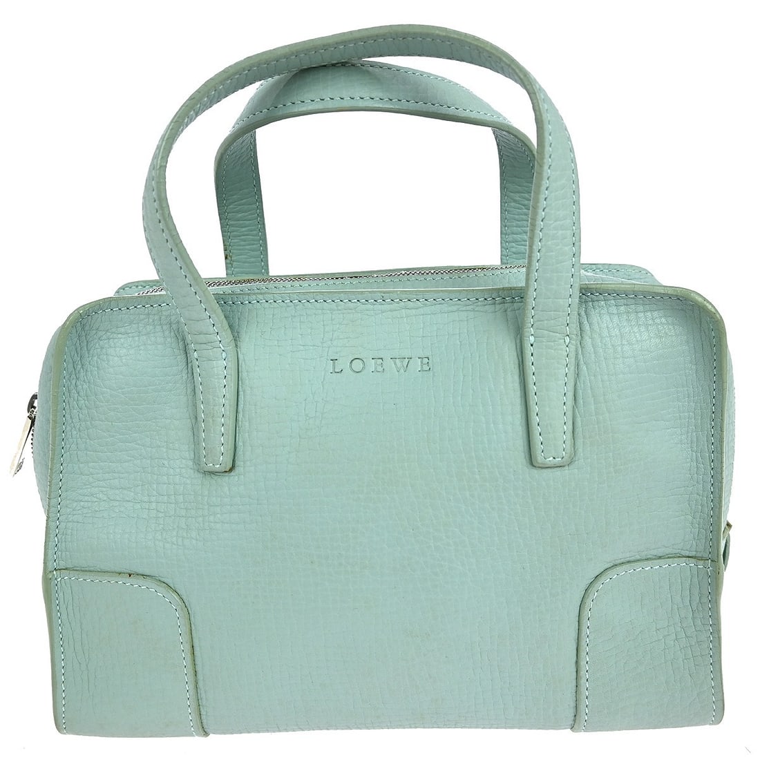 Loewe Fusta Small Blue Leather Tote Bag with Double Handles: Loewe Fusta Small Blue Leather Tote Bag with Double Handles This Loewe Light Blue Handbag is a stylish and functional accessory, perfect for everyday use. Crafted from premium leather, it features a z