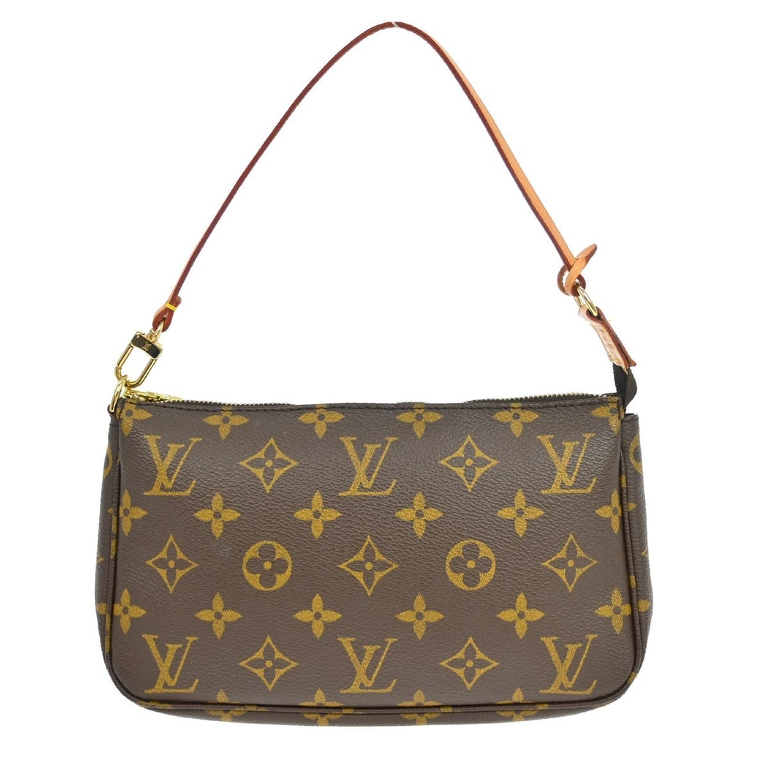 Louis Vuitton Monogram Pochette Accessoires Small Brown Canvas Top Handle Bag: Louis Vuitton Monogram Pochette Accessoires Small Brown Canvas Top Handle Bag This Louis Vuitton Monogram Pochette Accessoires handbag features the iconic monogram canvas leather in brown. It has a zi