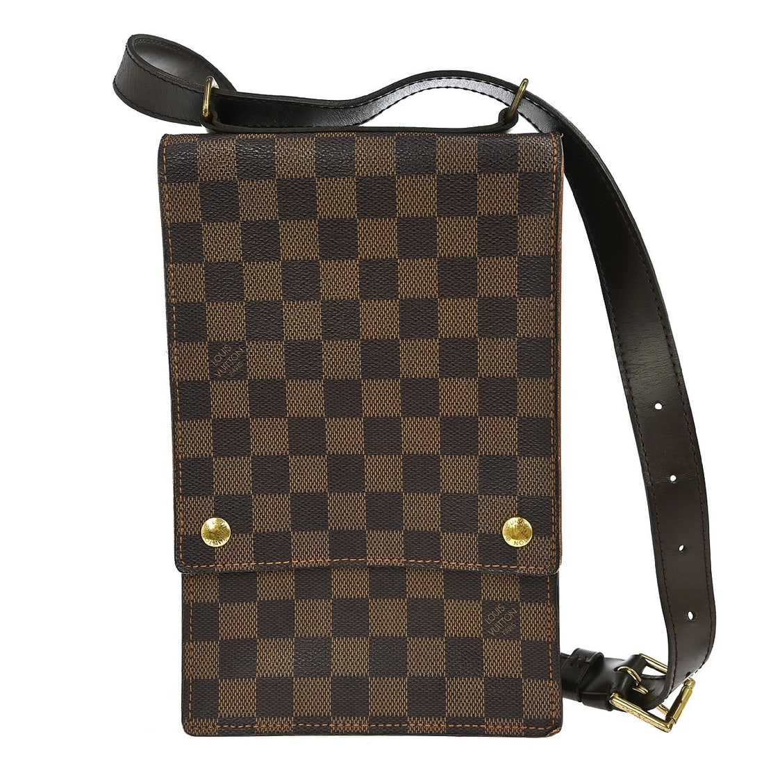 Louis Vuitton Damier Canvas Portobello Messenger Shoulder Bag Brown: Louis Vuitton Damier Canvas Portobello Messenger Shoulder Bag Brown This Louis Vuitton Portobello Messenger bag features the iconic Damier canvas in brown and is designed for unisex use. The pre-owned