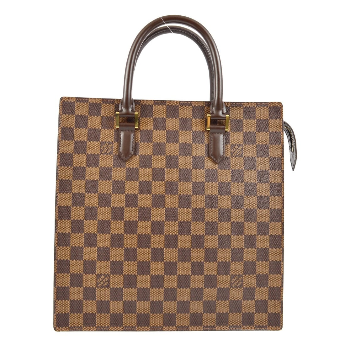 Damier Canvas Venice PM Tote by Louis Vuitton with Zip Closure: Damier Canvas Venice PM Tote by Louis Vuitton with Zip Closure This Louis Vuitton Damier Venice PM tote handbag features the iconic check pattern in brown canvas with leather handles. It is designed w