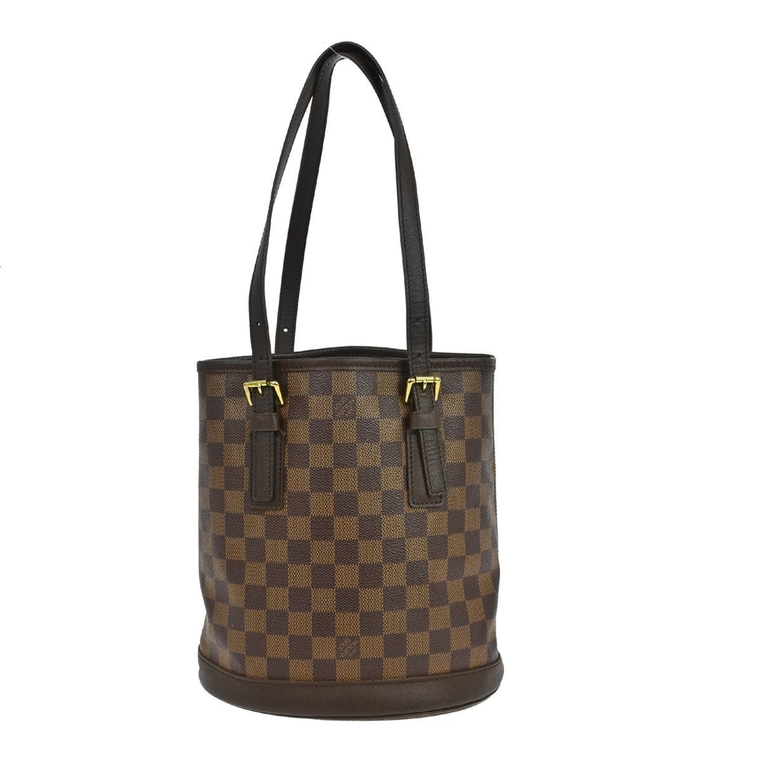 Louis Vuitton Damier Ebene Marais Tote Medium Brown Canvas Leather Handbag: Louis Vuitton Damier Ebene Marais Tote Medium Brown Canvas Leather Handbag This Louis Vuitton Marais tote bag features the iconic Damier Ebene canvas with brown leather handles and accents. The medium