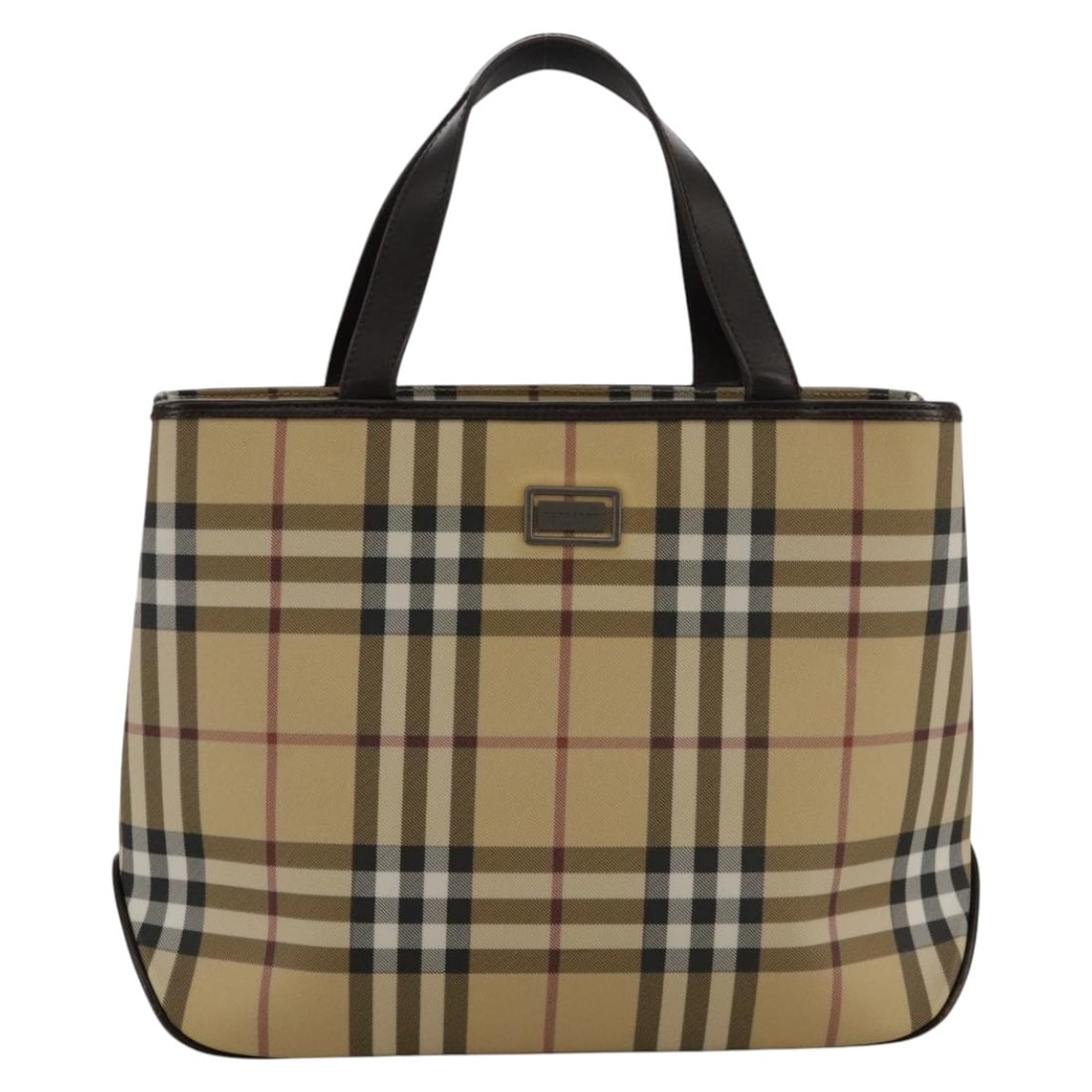 Nova Check canvas and leather tote by Burberry in beige (1 of 18)