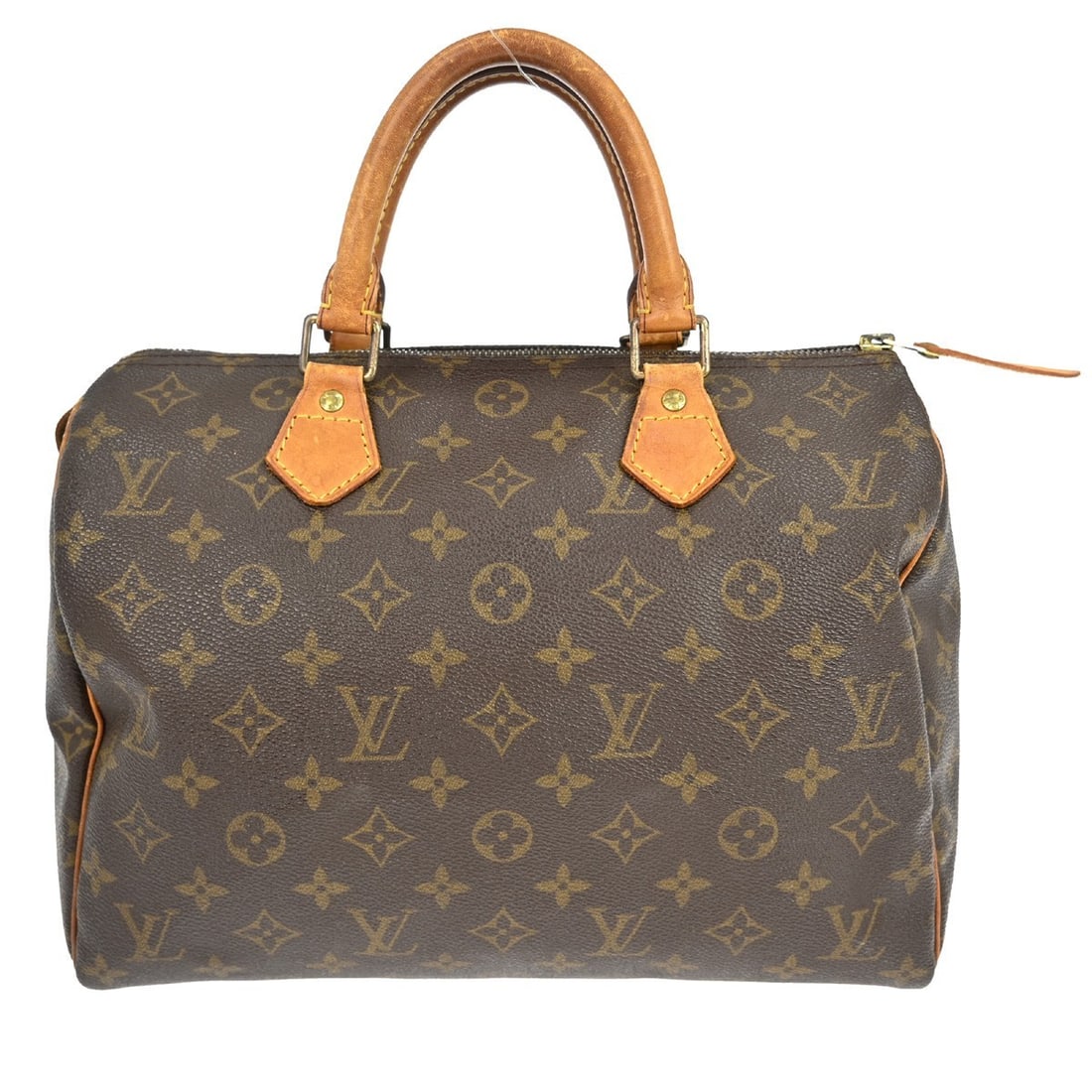 Louis Vuitton Speedy 30 Monogram Canvas Satchel M41526 France: Louis Vuitton Speedy 30 Monogram Canvas Satchel M41526 France This Louis Vuitton Speedy 30 handbag features the iconic Monogram canvas exterior with beige leather double handles. Designed in a classic