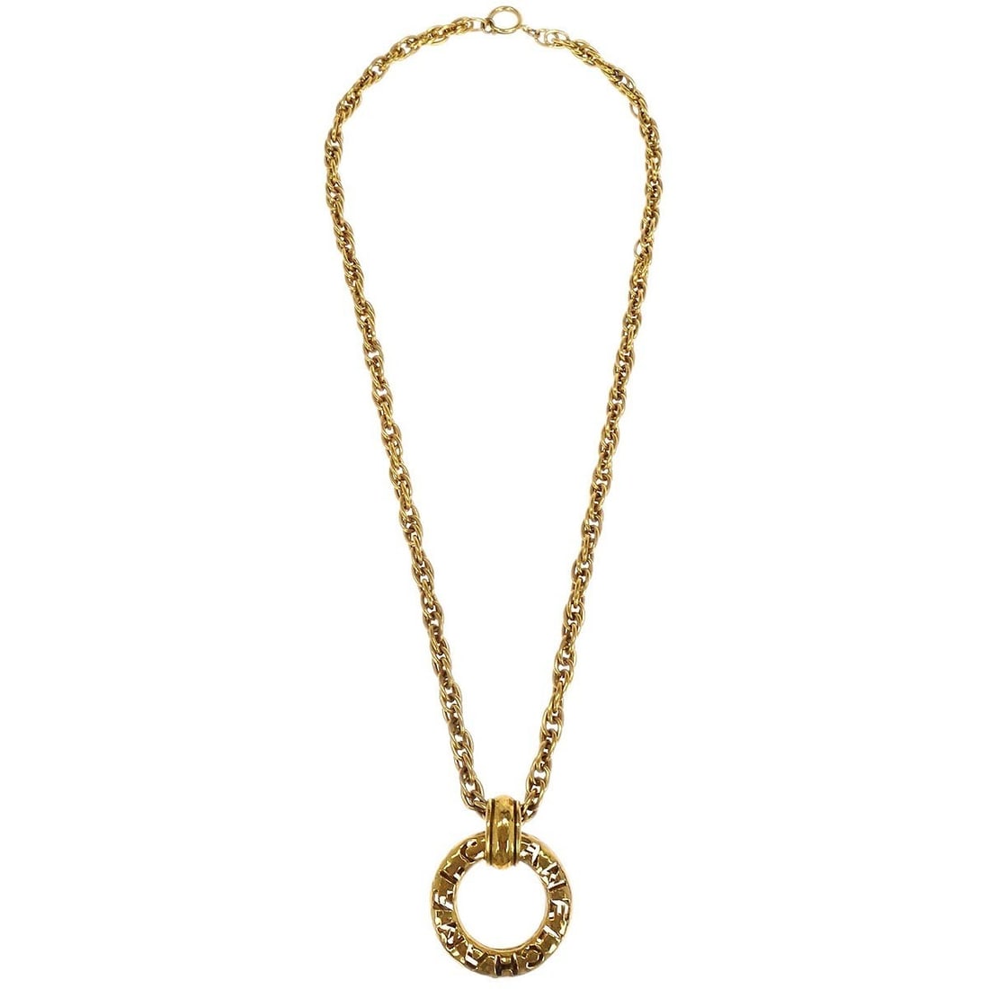 Gold Plated Pendant Necklace with Medallion Charm by Chanel 3765 (1 of 4)