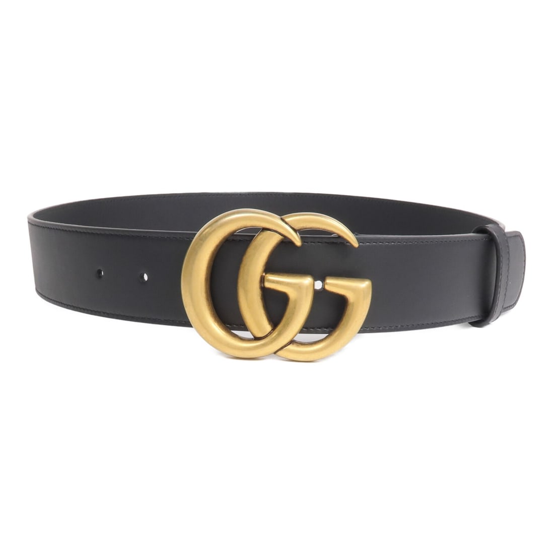Gucci GG Marmont Black Calfskin Leather Belt with Gold Hardware: Gucci GG Marmont Black Calfskin Leather Belt with Gold Hardware This Gucci GG Marmont belt is crafted from black calfskin leather and features gold tone hardware. Designed for women, this accessory of