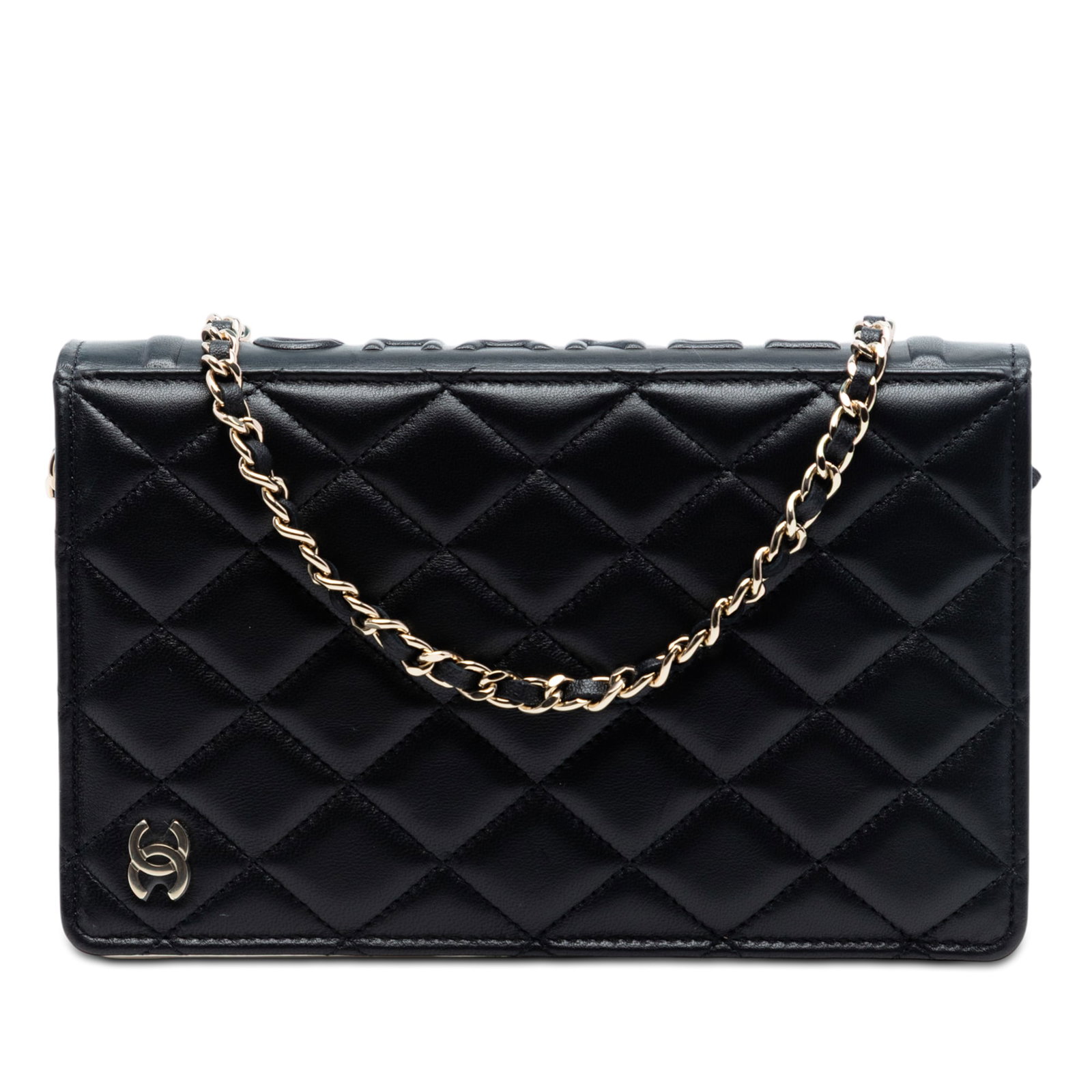 Black Lambskin Chain Wallet Book Style by Chanel with Quilted Design (1 of 7)