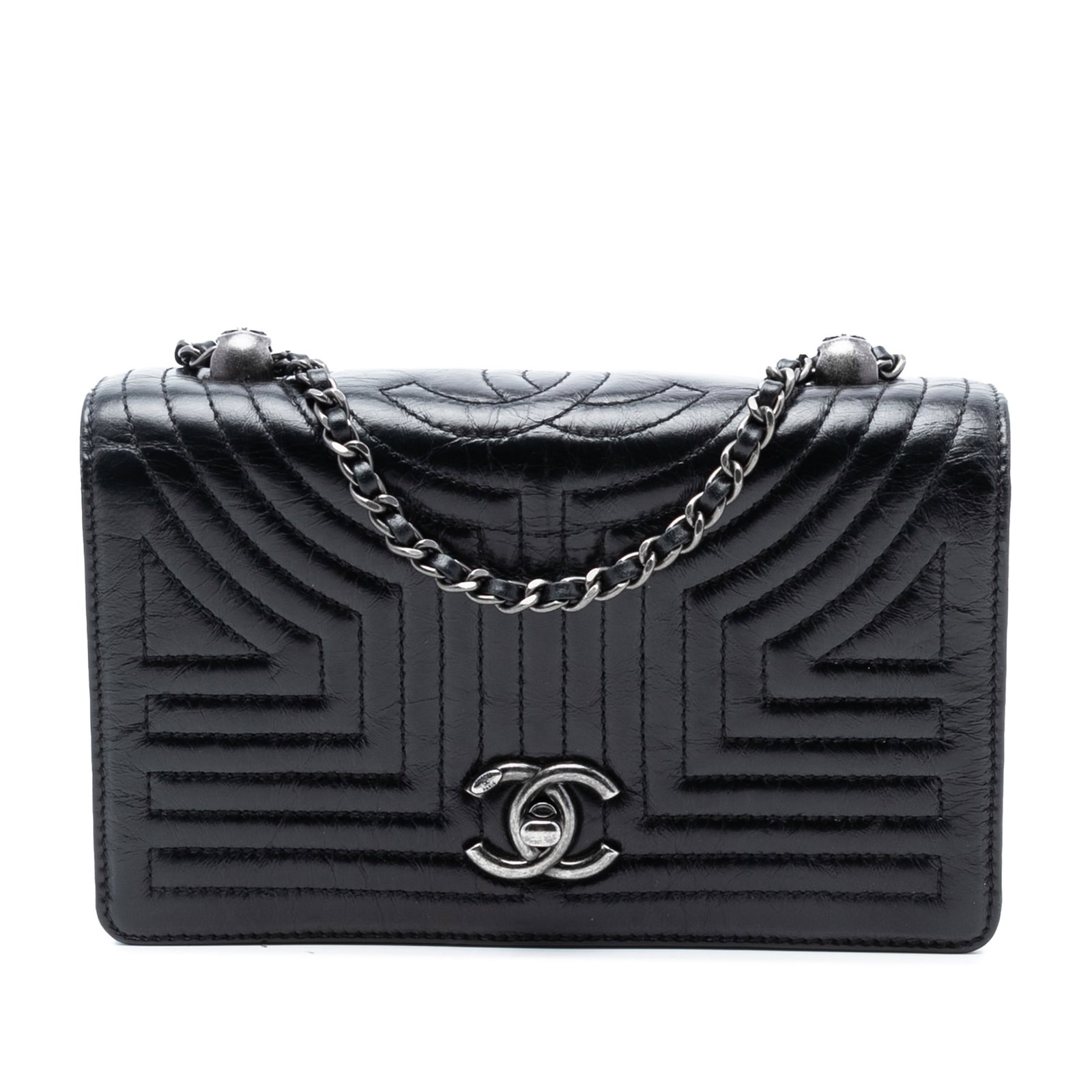 Chanel Korean Garden Small Quilted Calfskin Flap Bag with Turn Lock: Chanel Korean Garden Small Quilted Calfskin Flap Bag with Turn Lock This Chanel Small Quilted Calfskin Korean Garden Flap bag features a black quilted calfskin leather body with a leather-woven chain 