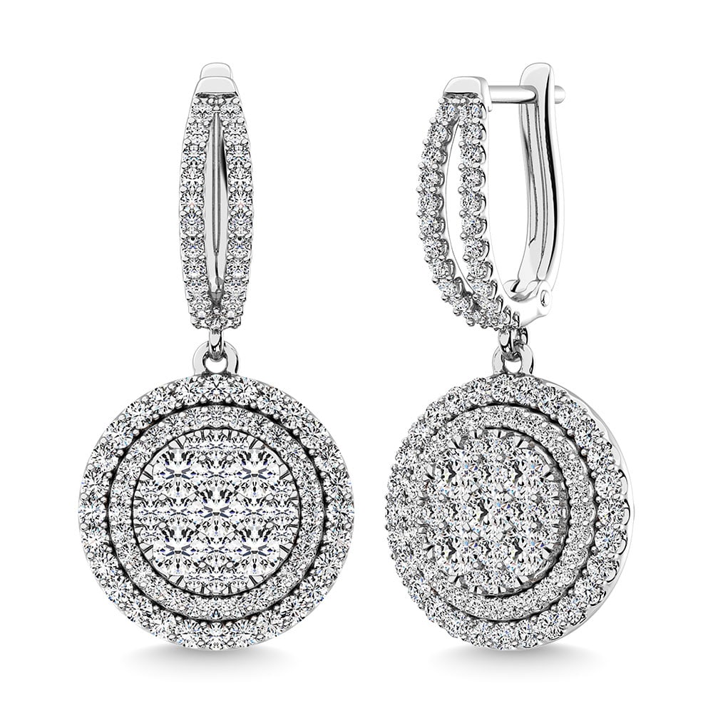 Diamond 2 1/10 Ct.Tw. Round Shape Dangler Earring in 14K White Gold: Diamond 2 1/10 Ct.Tw. Round Shape Dangler Earring in 14K White Gold 14k White Gold Stone Clarity: Si2 PLEASE NOTE: Framed, Large, or heavy items do not have shipping costs included. The exact shipping
