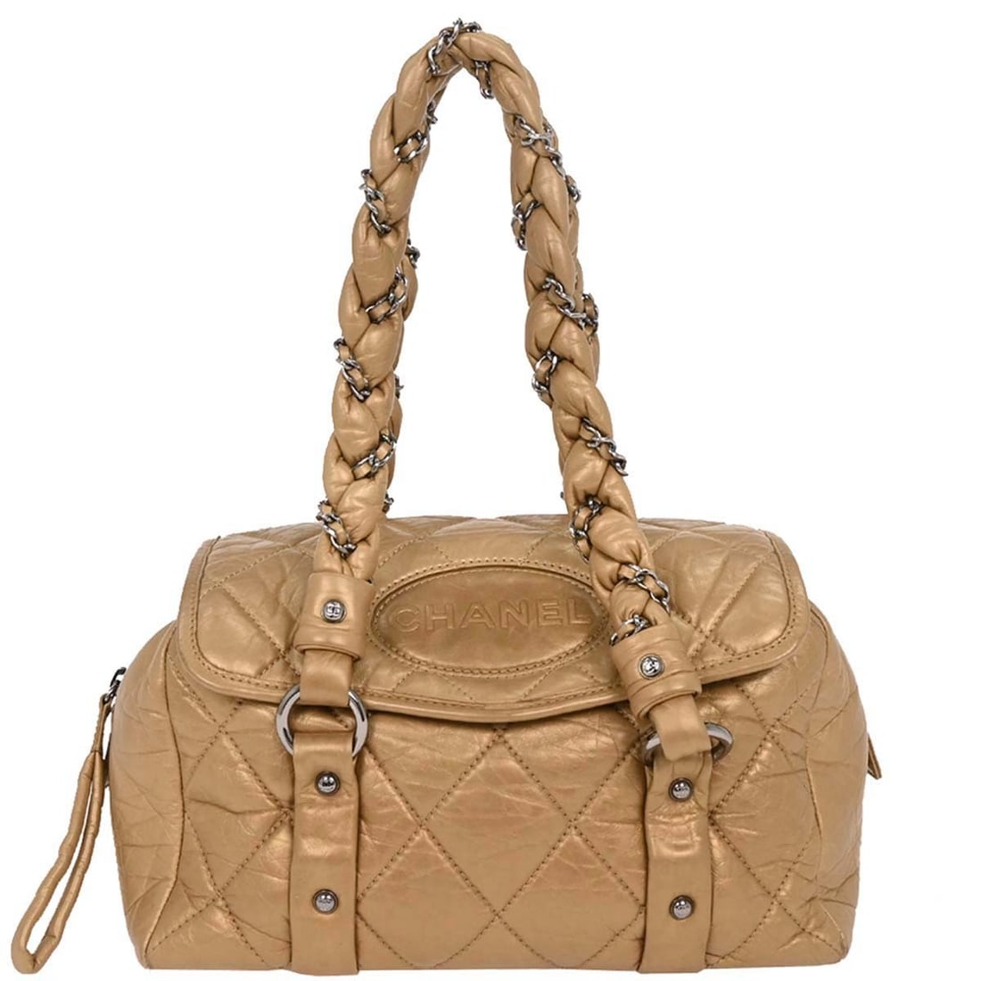 Chanel Gold Calfskin Ladyblade Quilted Handbag with Double Handles (1 of 10)