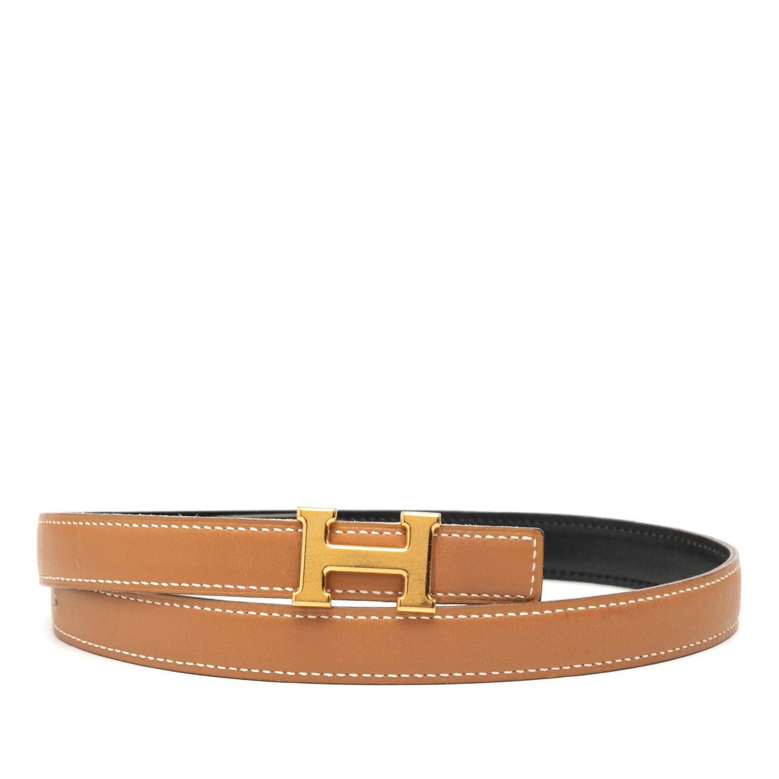 Hermes Constance H Reversible Leather Belt with Gold Tone Buckle (1 of 5)