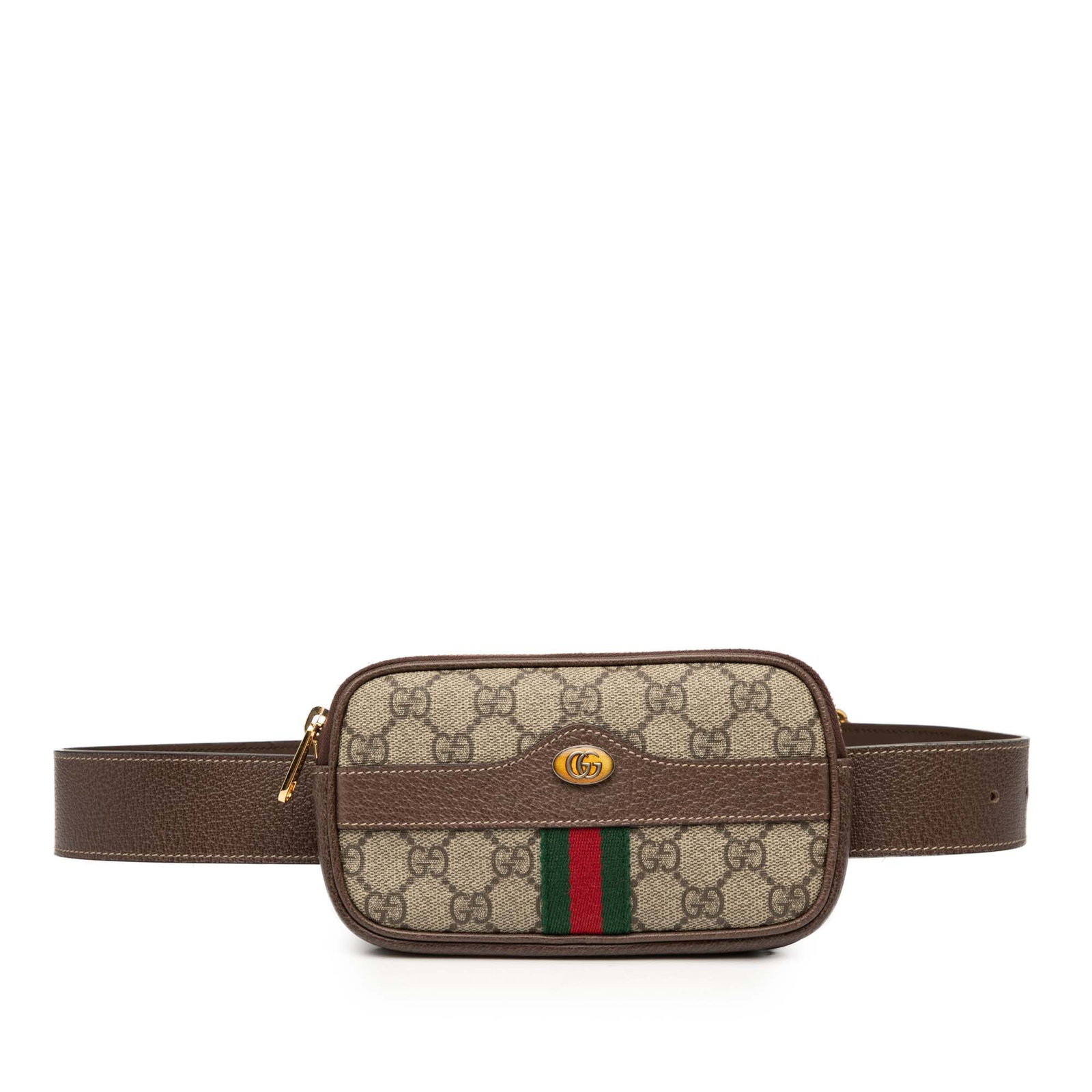 Gucci Ophidia Small GG Supreme Web Canvas Belt Bag with Leather Trim: Gucci Ophidia Small GG Supreme Web Canvas Belt Bag with Leather Trim This Gucci Small GG Supreme Web Ophidia Belt Bag features a coated canvas body with leather trim and signature web details. It has 