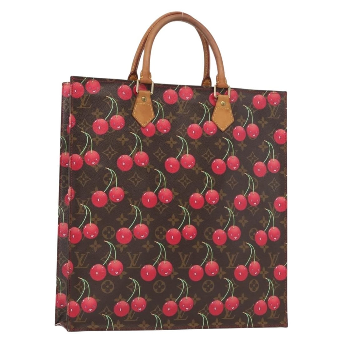 Limited Edition Louis Vuitton Monogram Cerises Canvas Sac Plat Bag: Limited Edition Louis Vuitton Monogram Cerises Canvas Sac Plat Bag This Louis Vuitton Sac Plat Bag Limited Edition Monogram Cerises is a pre-owned women's handbag crafted from brown canvas with the ic