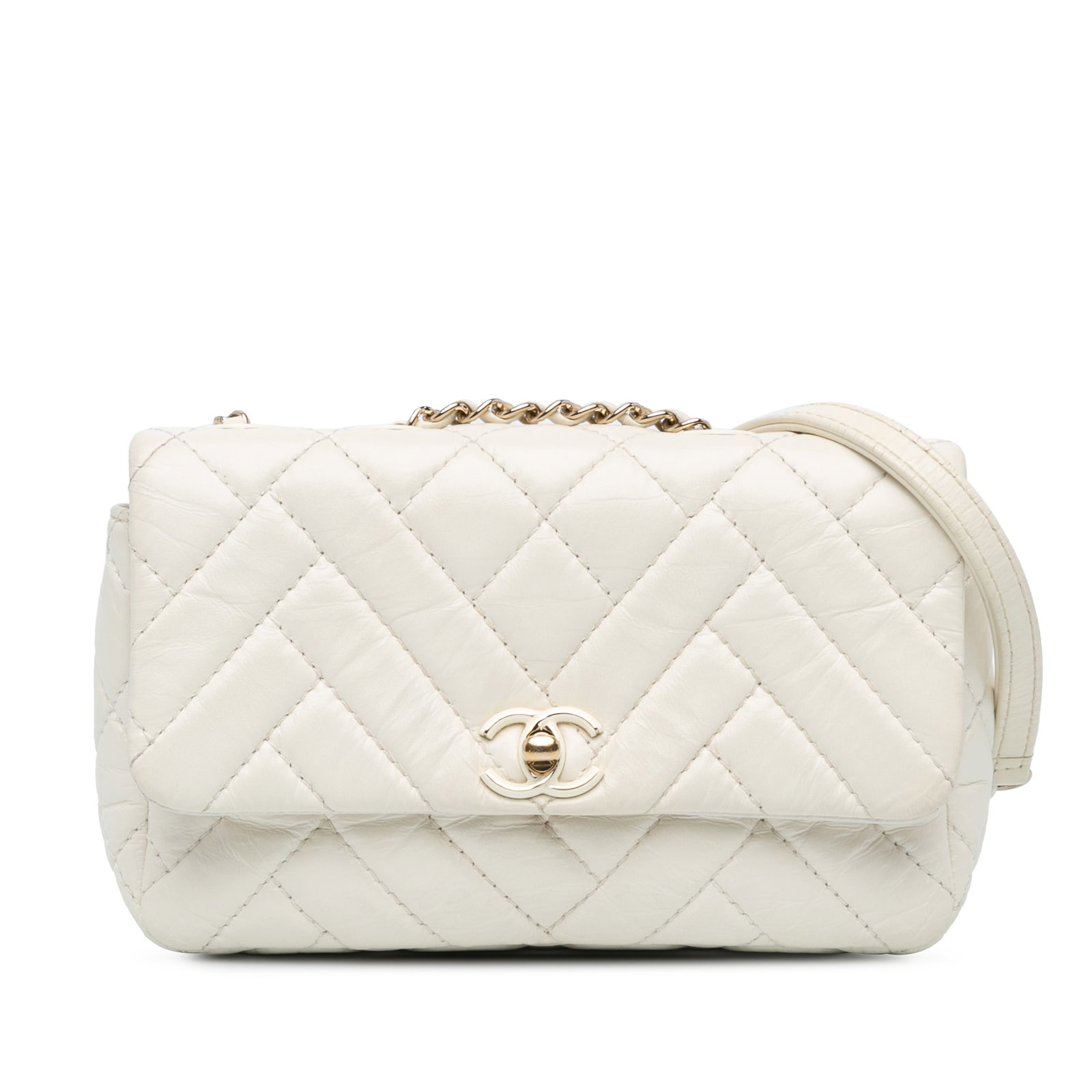 Chanel Small Mix Quilted Aged Calfskin White Clutch Flap (1 of 11)