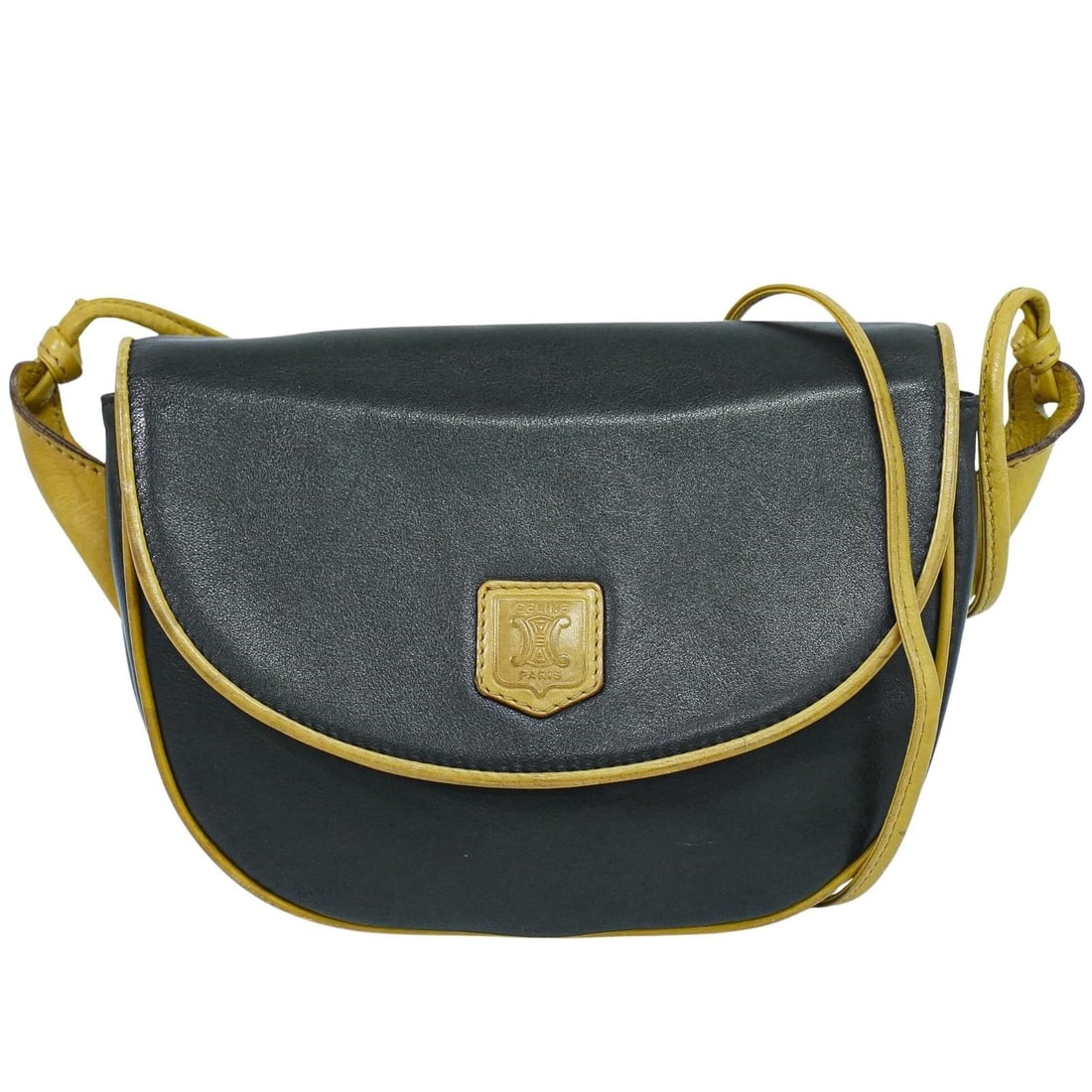 Celine Black Leather Vintage Shoulder Bag Italy (1 of 15)