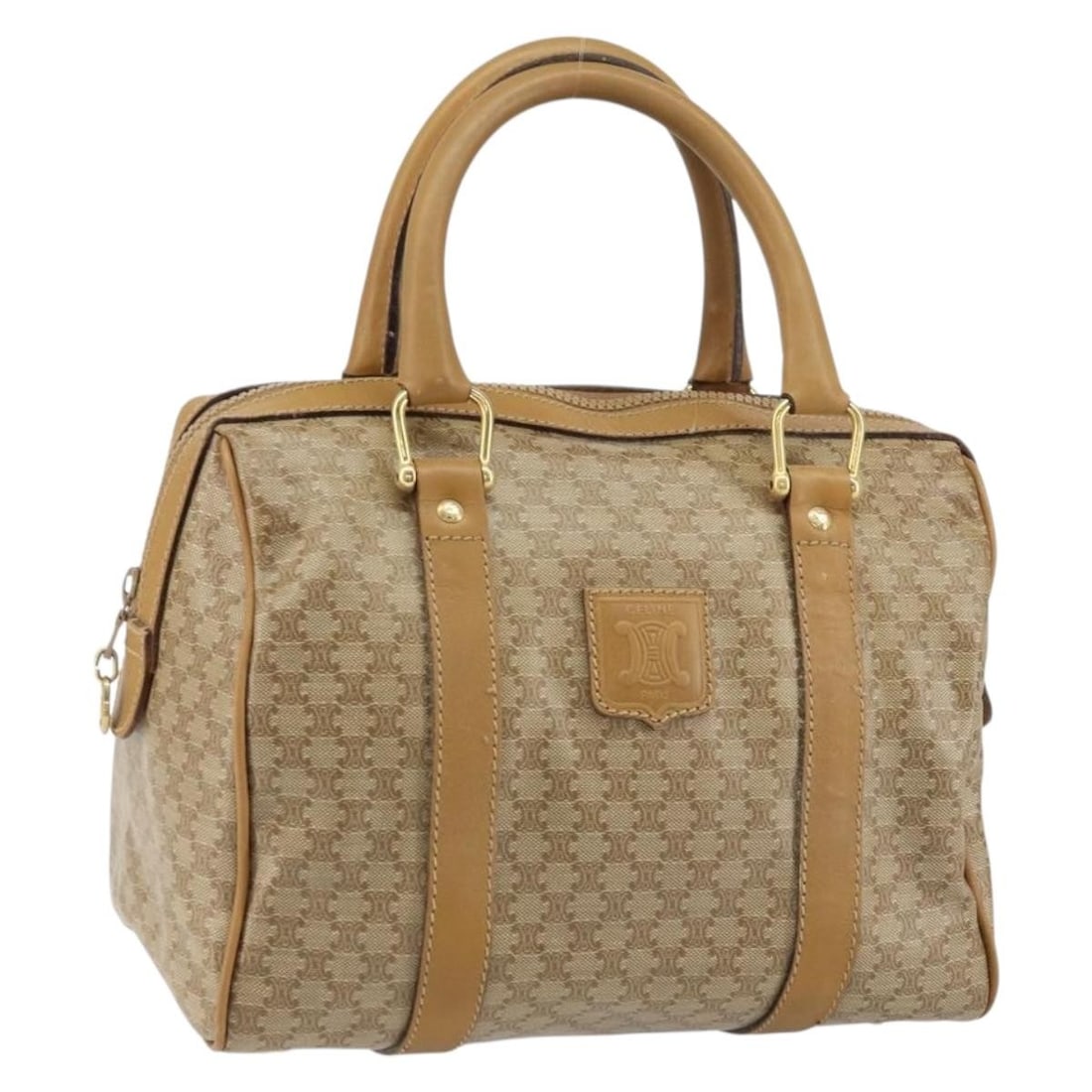 Vintage Celine Macadam Canvas and Leather Handbag Beige 26cm (1 of 18)