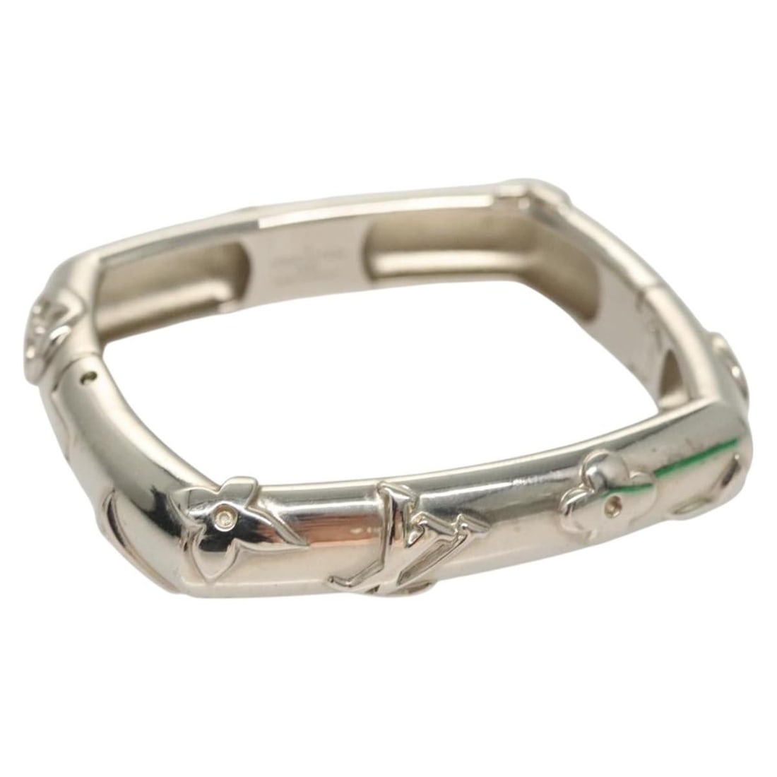 Louis Vuitton Family Silver Tone Metal Bangle Bracelet M63137 with Box (1 of 10)