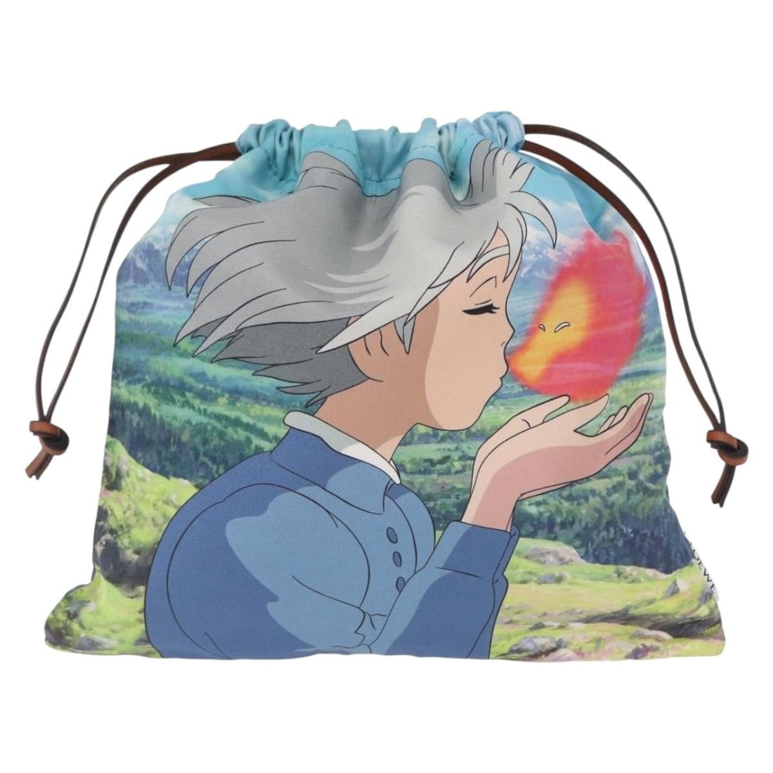 Printed Canvas Blue Drawstring Bag by Loewe Italy: Printed Canvas Blue Drawstring Bag by Loewe Italy This Loewe Drawstring Pouch is crafted from printed canvas in a blue color, designed for women. It features a spacious interior and a drawstring closu