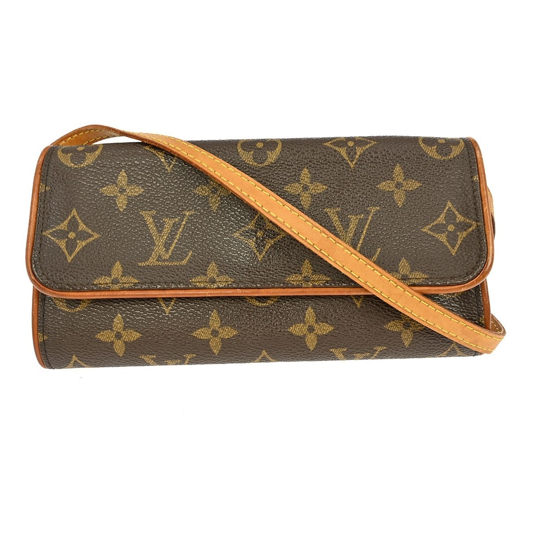 Louis Vuitton Pochette Twin PM Monogram Canvas Small Shoulder Bag M51854: Louis Vuitton Pochette Twin PM Monogram Canvas Small Shoulder Bag M51854 This Louis Vuitton Pochette Twin PM shoulder bag showcases the iconic monogram canvas leather exterior with a brown finish and 