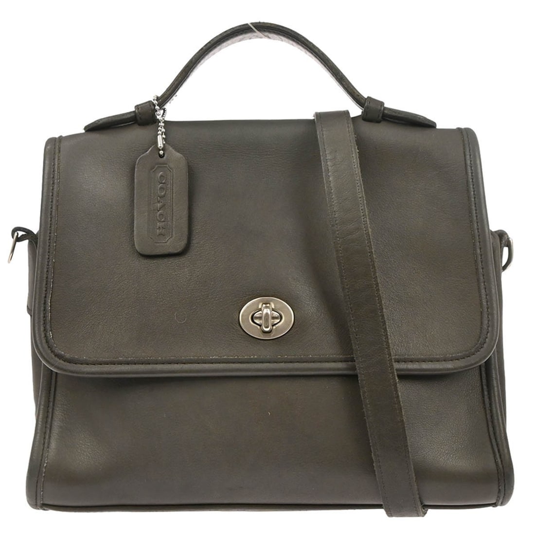 Coach Medium Gray Leather Top Handle Bag L9C-9870: Coach Medium Gray Leather Top Handle Bag L9C-9870 This Coach top handle bag is crafted from gray leather and features the brand's logo accents. Designed for casual occasions, it offers a medium size w