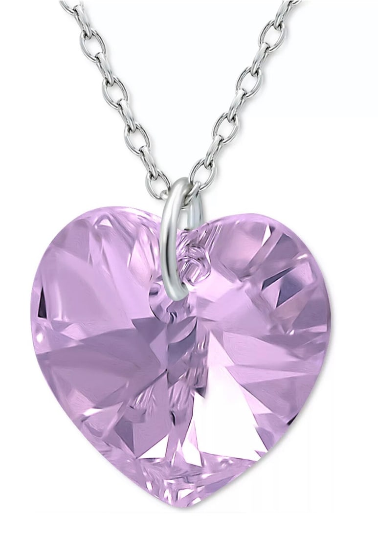 Sterling Silver 18 Inch Purple Swarovski Crystal Heart Pendant Necklace: Sterling Silver 18 Inch Purple Swarovski Crystal Heart Pendant Necklace This exquisite 18" pendant necklace features a stunning Swarovski crystal heart, beautifully set in sterling silver. The necklac