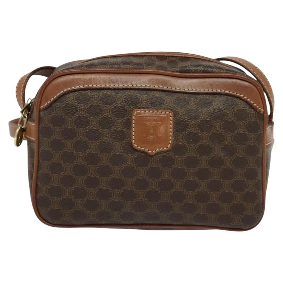 Brown Celine Macadam Vintage Canvas Shoulder Bag with Leather Trim (1 of 18)