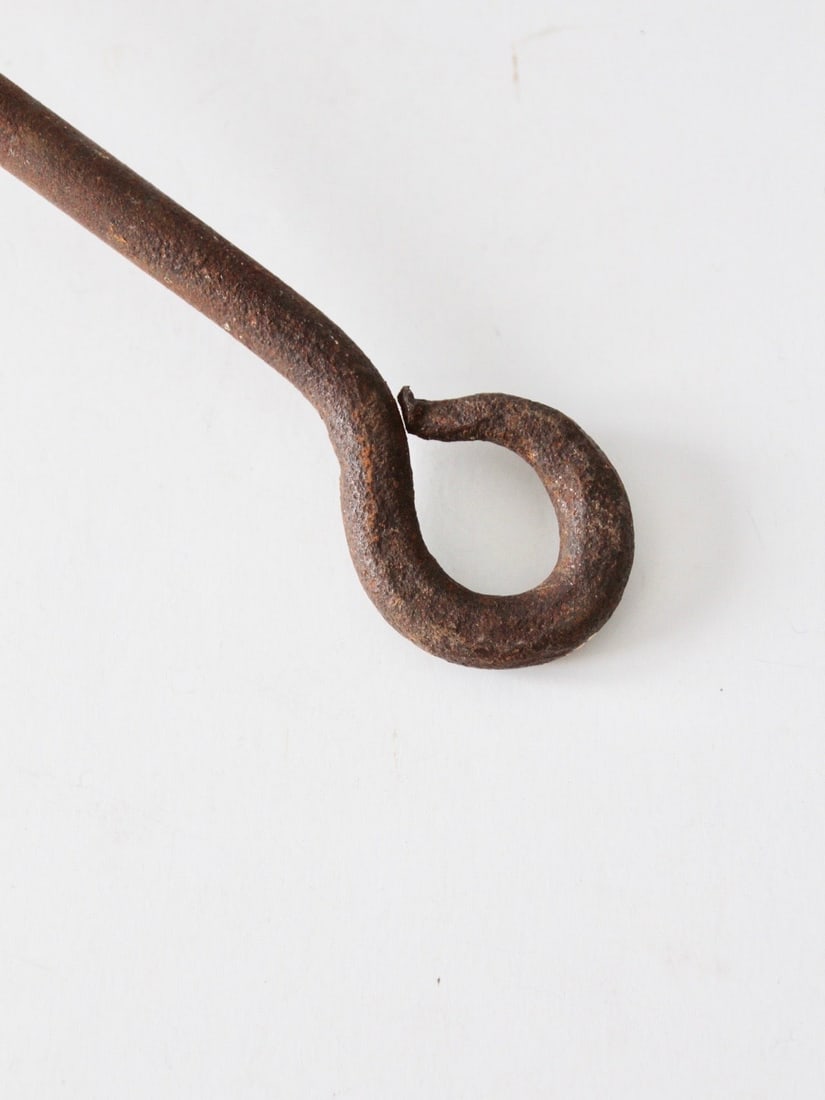 Charming Antique Iron Hook with Rustic Finish and Ring (1 of 4)