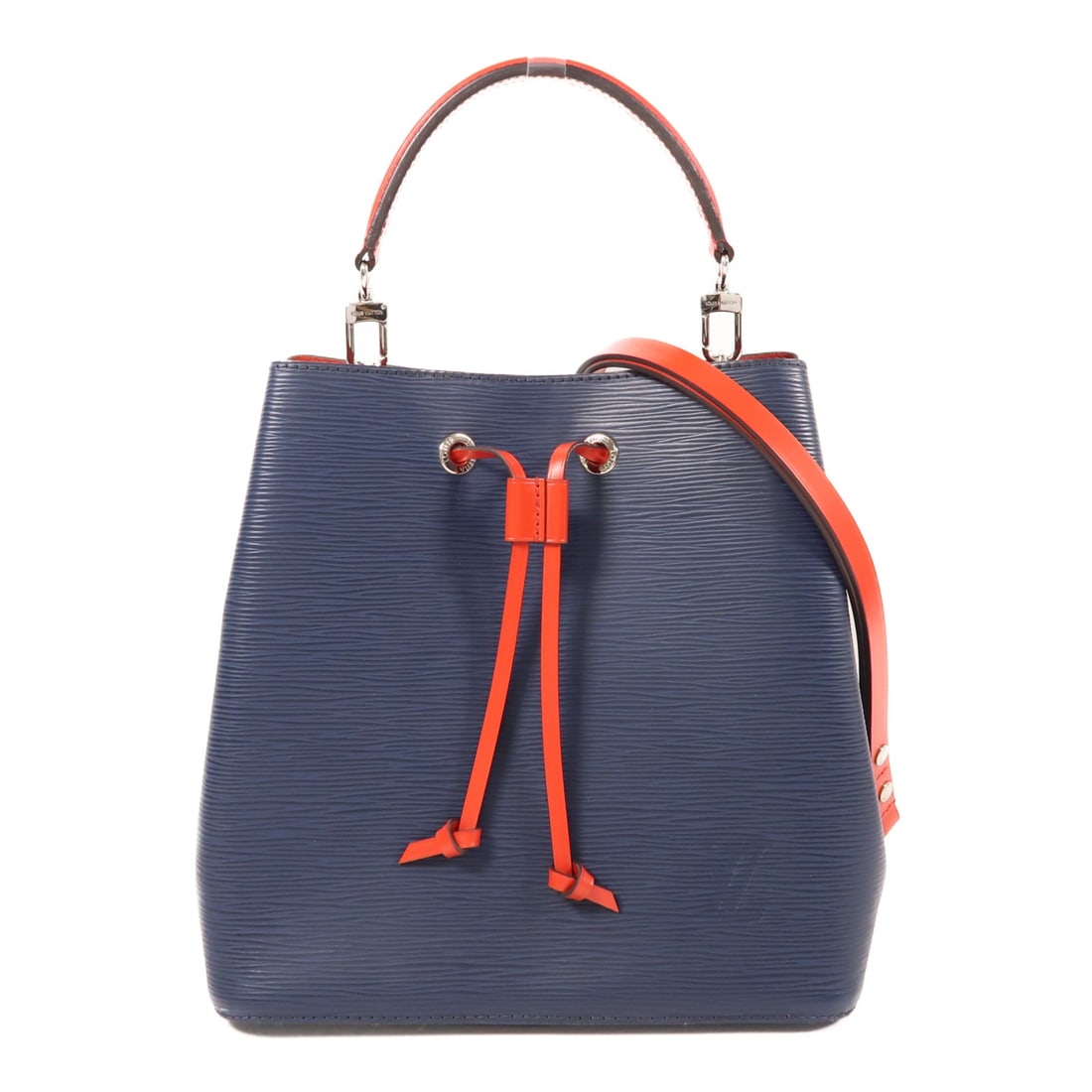LOUIS VUITTON NeoNoe MM 2 Way Shoulder Bag Epi Navy Calfskin: LOUIS VUITTON NeoNoe MM 2 Way Shoulder Bag Epi Navy Calfskin Elevate your style with the LOUIS VUITTON NeoNoe MM 2 Way Shoulder Bag. Crafted from high-quality calfskin, this bag features a sophisticat