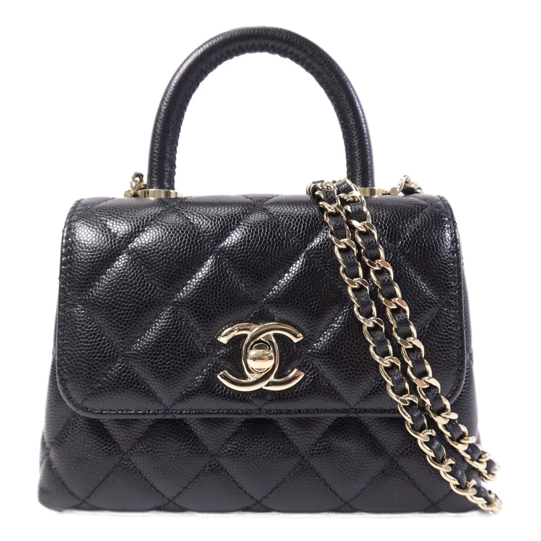 Chanel Black Calfskin Micro Coco Handle Shoulder Bag with Gold Tone Hardware (1 of 15)