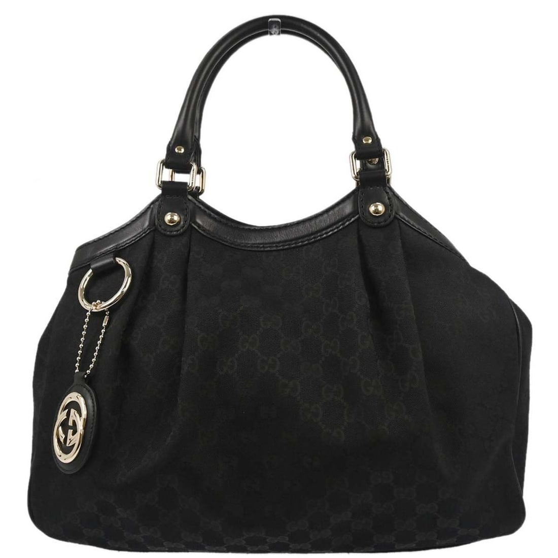 Medium Gucci GG Black Canvas and Leather Top Handle Tote Bag (1 of 11)