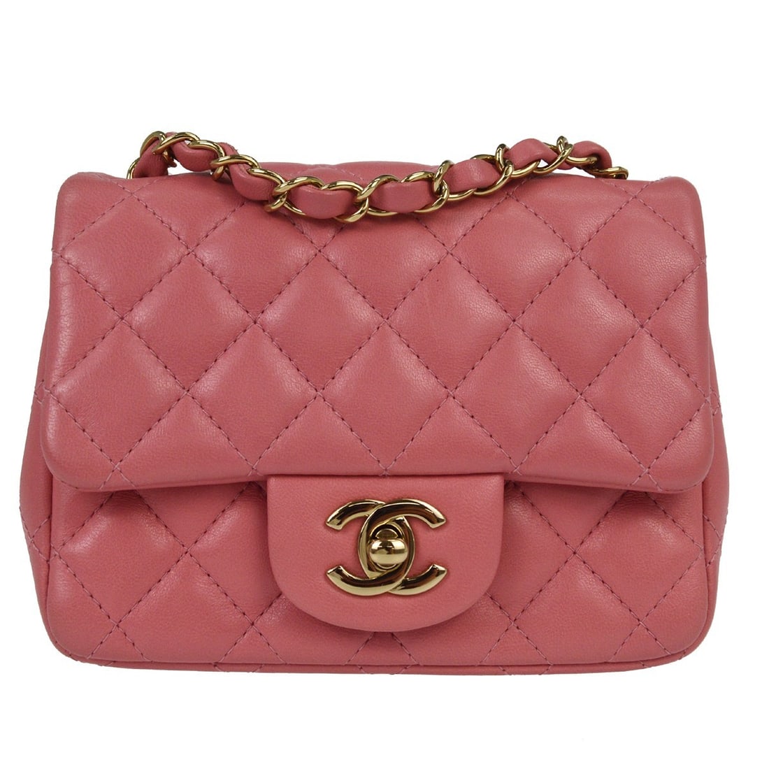 Chanel Mini Square Classic Flap Pink Lambskin Quilted Shoulder Bag (1 of 6)