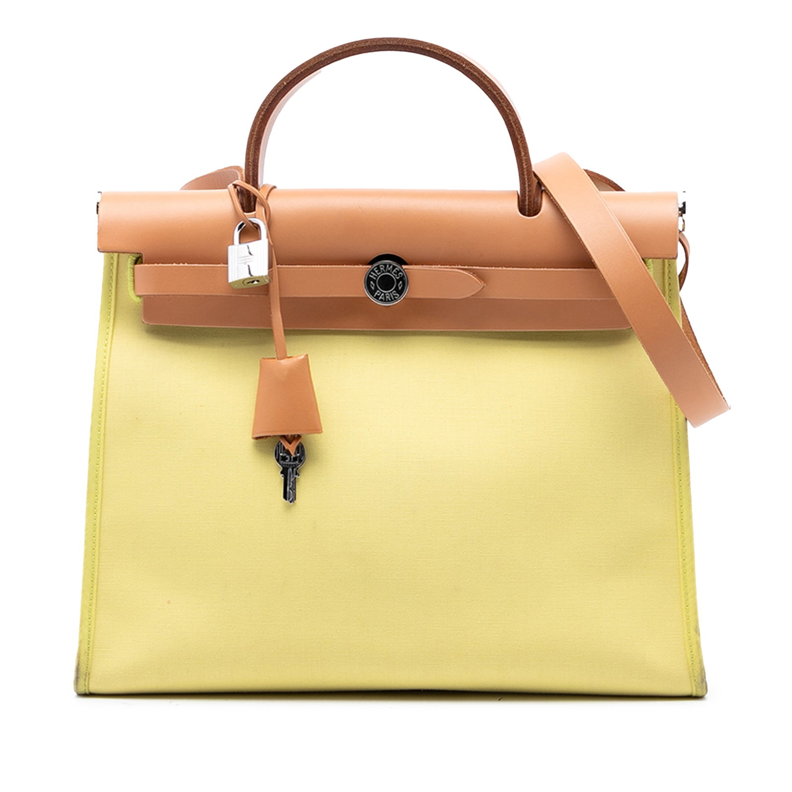 Hermes Herbag Zip 31 Yellow Canvas and Leather Shoulder Bag (1 of 8)