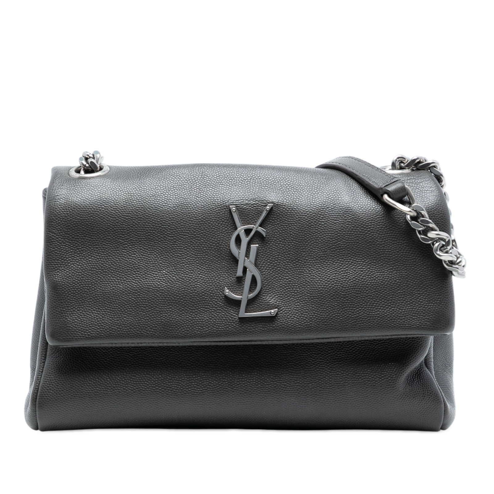 Black Leather West Hollywood Medium Crossbody Bag by Saint Laurent: Black Leather West Hollywood Medium Crossbody Bag by Saint Laurent This Saint Laurent Medium Grain De Poudre West Hollywood crossbody bag is crafted from embossed calfskin leather in black. It feature