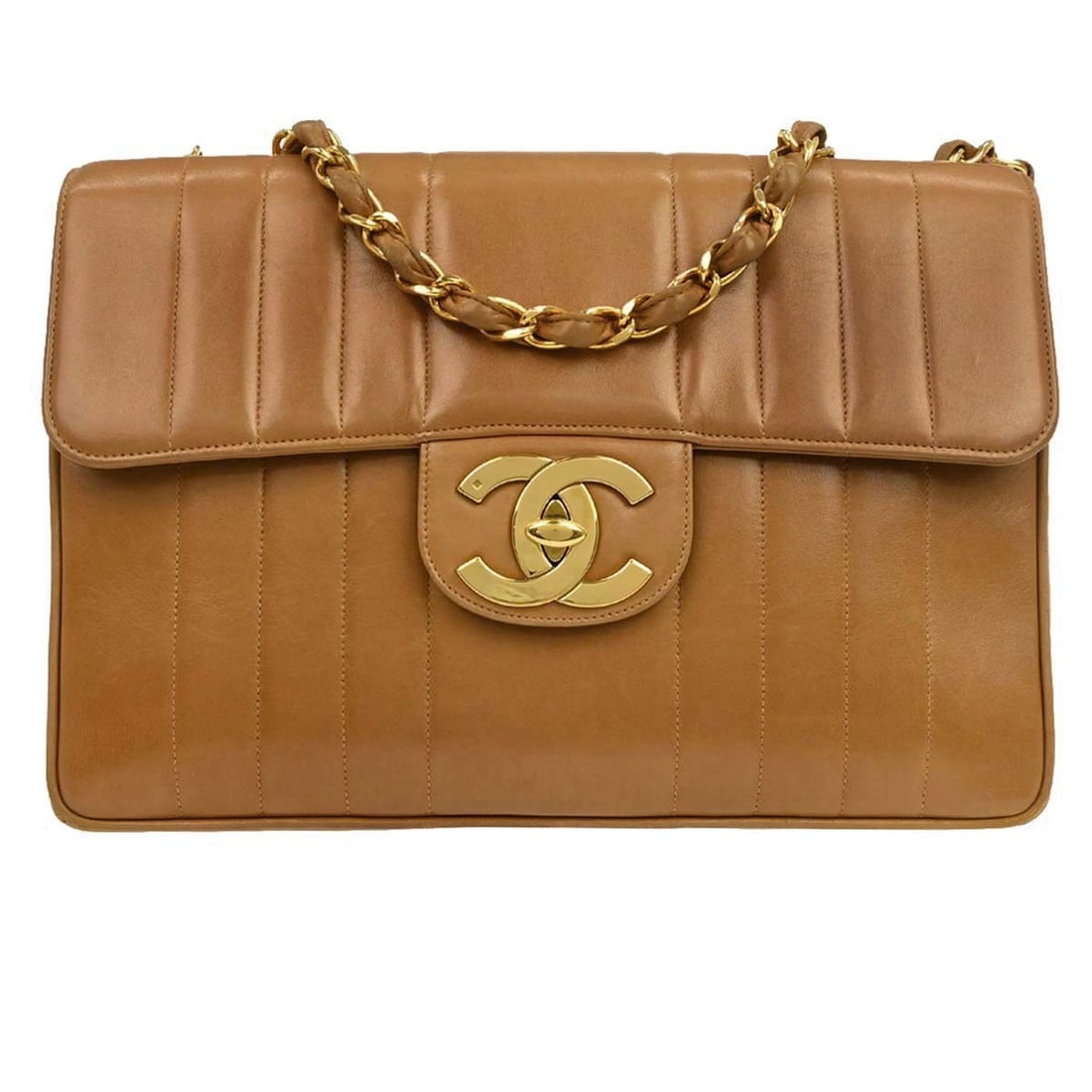 Brown Lambskin Mademoiselle Jumbo Shoulder Bag by Chanel Classic Flap (1 of 18)