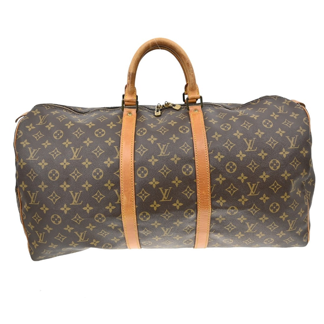 Louis Vuitton Keepall 55 Monogram Canvas Extra Large Travel Duffle Bag: Louis Vuitton Keepall 55 Monogram Canvas Extra Large Travel Duffle Bag This Louis Vuitton Keepall 55 travel handbag features the iconic monogram canvas with leather trim and double handles. Designed f