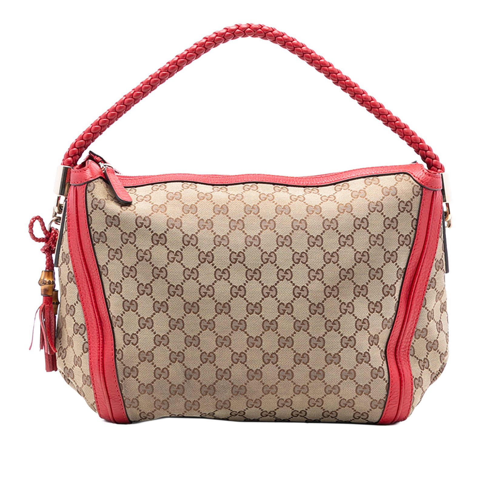Beige Medium Bella Shoulder Purse with GG Canvas and Leather Trim (1 of 7)