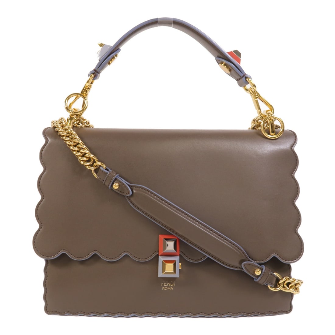 Fendi Kan I Brown Calfskin Convertible Shoulder Bag 8BT283 (1 of 18)