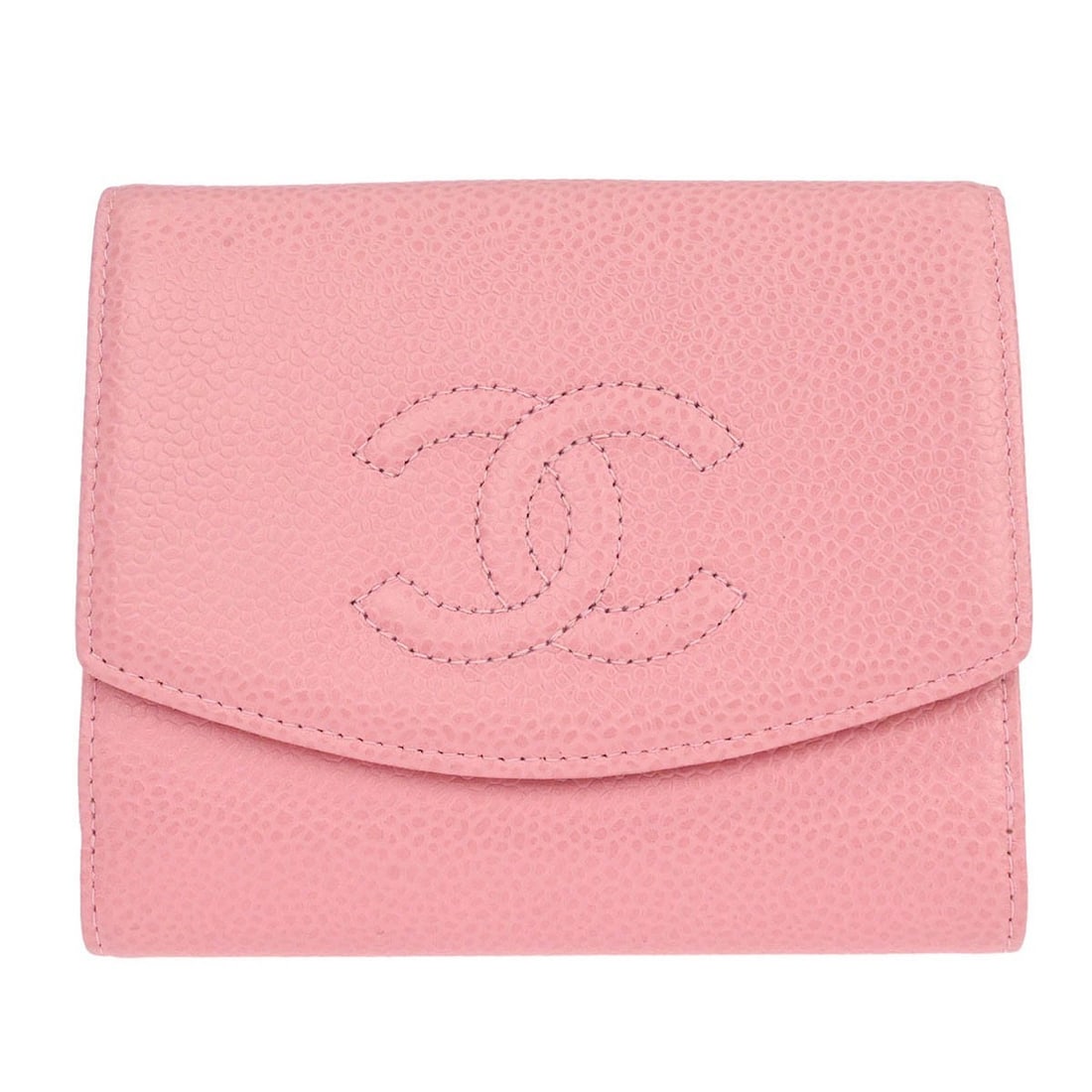 Pink Caviar Skin Wristlet Coin Wallet by Chanel: Pink Caviar Skin Wristlet Coin Wallet by Chanel This Chanel coin wallet is crafted from pink caviar calfskin, featuring a wristlet style. Designed for women, it offers both durability and elegance. Ma