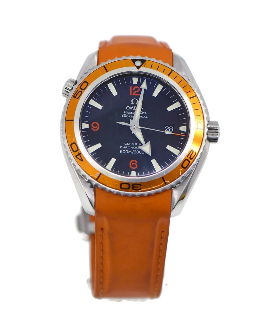 Omega Seamaster Planet Ocean 2208.50 Stainless Steel Watch with Orange Band: Omega Seamaster Planet Ocean 2208.50 Stainless Steel Watch with Orange Band Discover the Omega Seamaster Planet Ocean Stainless Steel Watch, model 2208.50, a stunning timepiece that combines luxury wi