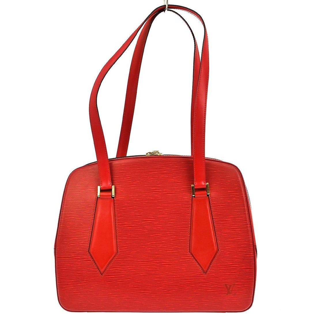 Louis Vuitton Red Epi Leather Voltaire Women's Handbag 33cm: Louis Vuitton Red Epi Leather Voltaire Women's Handbag 33cm This Louis Vuitton Voltaire handbag is crafted from red epi leather and designed for women. Made in Spain, it features a structured silhouet
