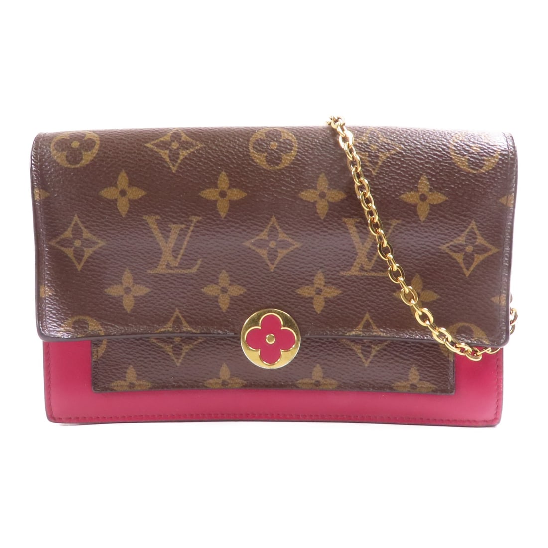 Louis Vuitton Portefeuille Flore Chain Brown Canvas Shoulder Bag M69578: Louis Vuitton Portefeuille Flore Chain Brown Canvas Shoulder Bag M69578 This Louis Vuitton Portefeuille Flore Chain Shoulder Bag (M69578) showcases the iconic Monogram pattern in a rich brown PVC coat