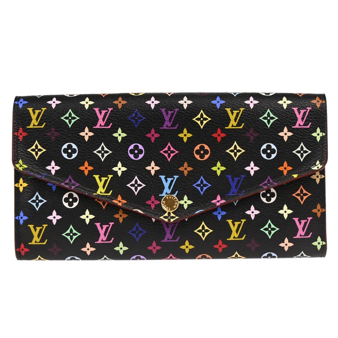 Louis Vuitton Multicolor Portefeuille Sarah Wallet M60668 Black Folding (1 of 7)