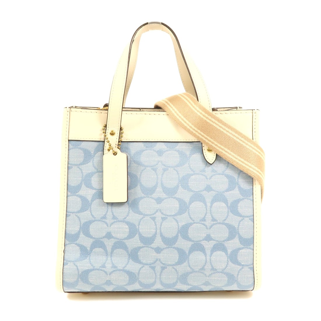 COACH Field Tote 2 Way Shoulder Bag C4692 White Blue Canvas: COACH Field Tote 2 Way Shoulder Bag C4692 White Blue Canvas The COACH Field Tote is a stylish 2-way shoulder bag designed for versatility and everyday use. Made from durable canvas, this bag features 