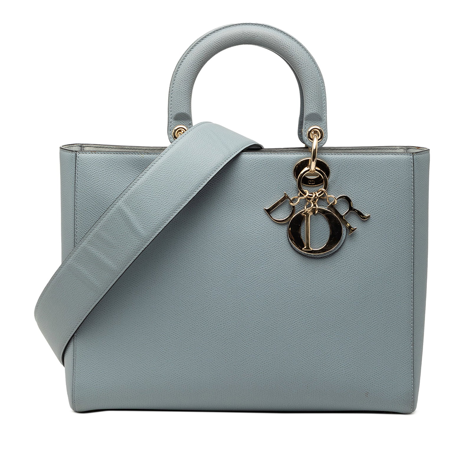 Dior Lady Dior Blue Large Grained Calfskin Leather Shoulder Bag (1 of 8)