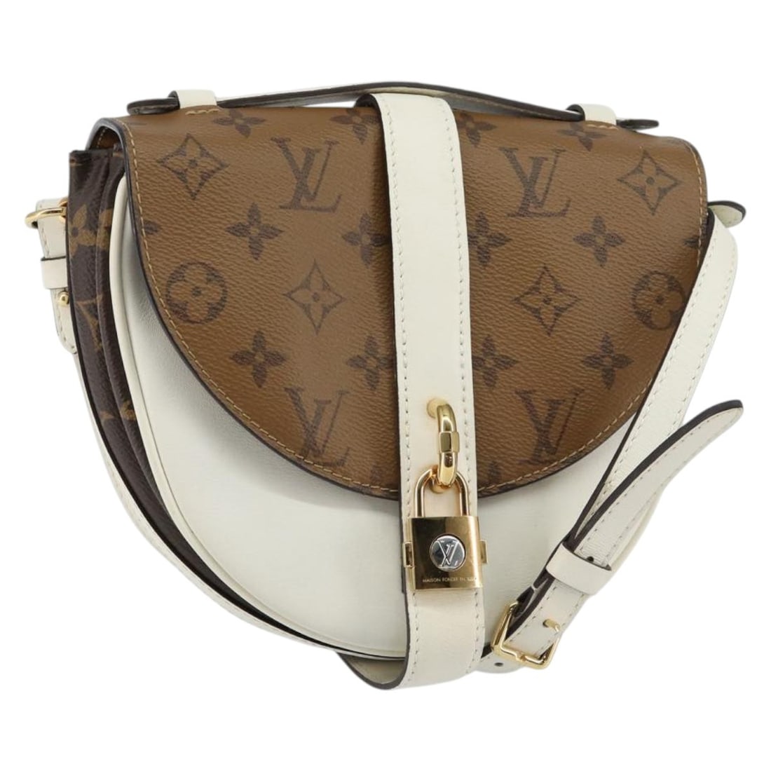 Louis Vuitton Chantilly Lock Reverse Monogram Canvas Leather Shoulder Bag: Louis Vuitton Chantilly Lock Reverse Monogram Canvas Leather Shoulder Bag The Louis Vuitton Chantilly Lock Handbag features a stylish combination of reverse monogram canvas and leather. Designed for w